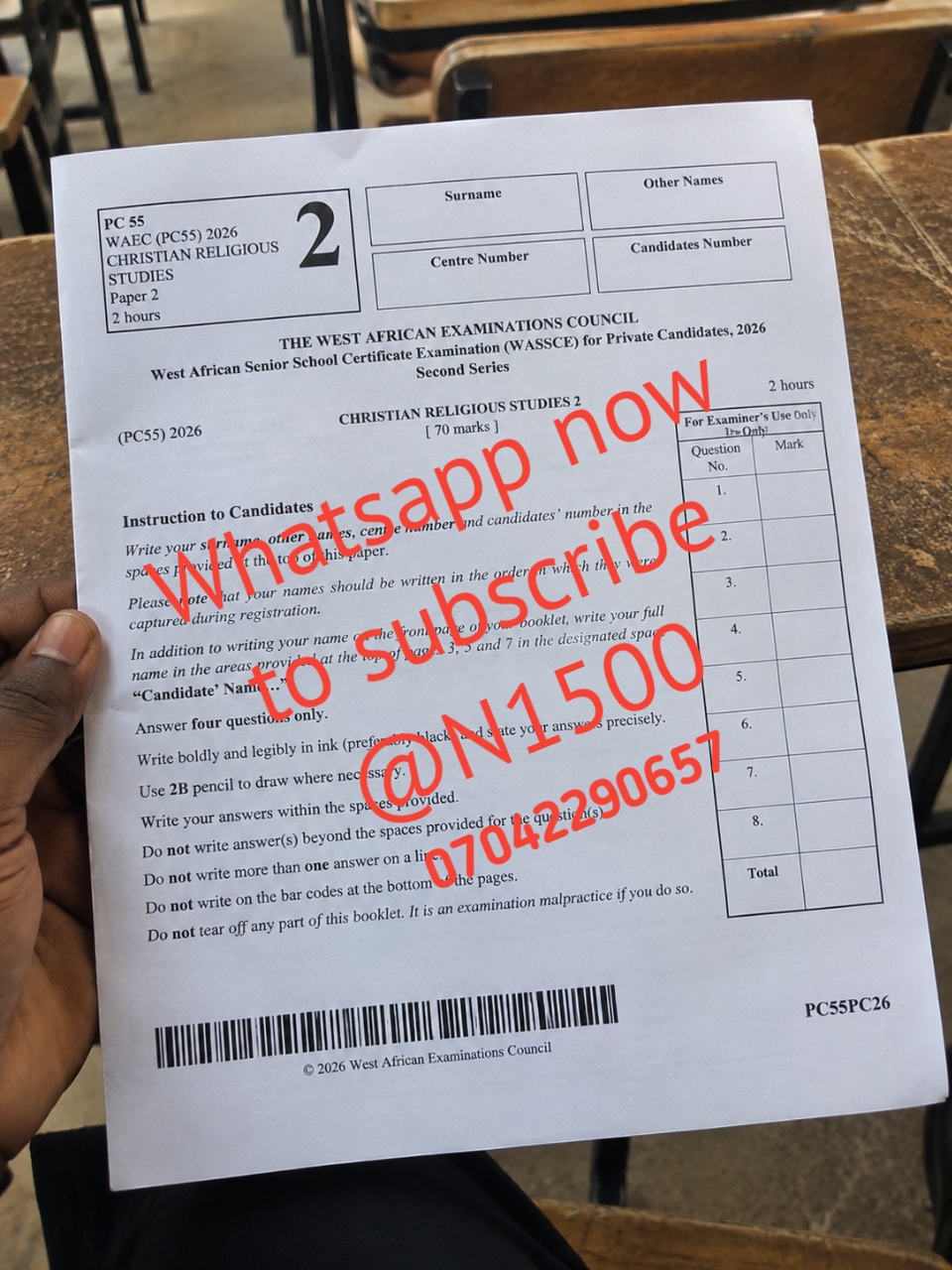 WAEC GCE CRS 2026 QUESTIONS 
