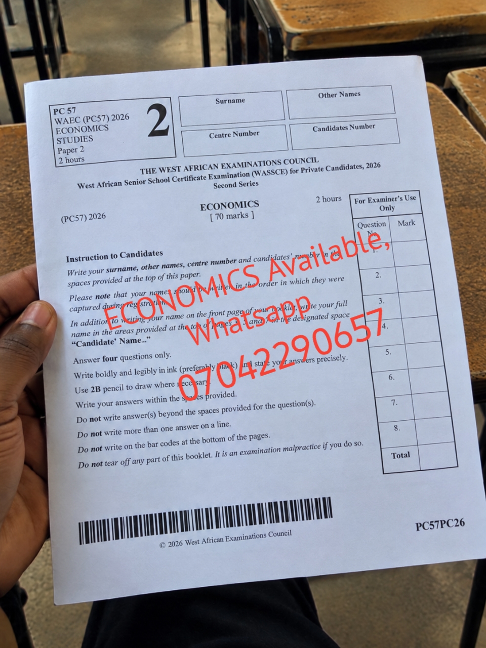 WAEC GCE Economic 2026 Questions 
